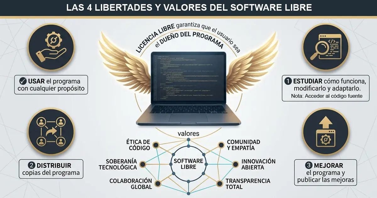 Infografía: Las 4 Libertades y Valores del Software Libre