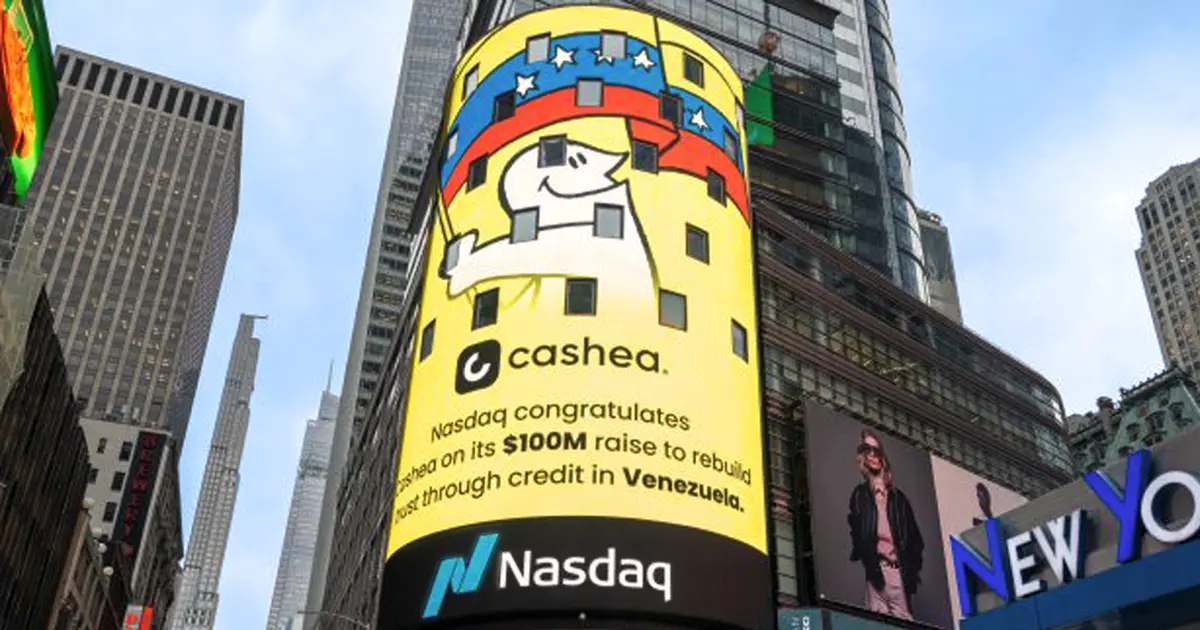 Nasdaq mostró un mensaje de felicitación a Cashea en Times Square