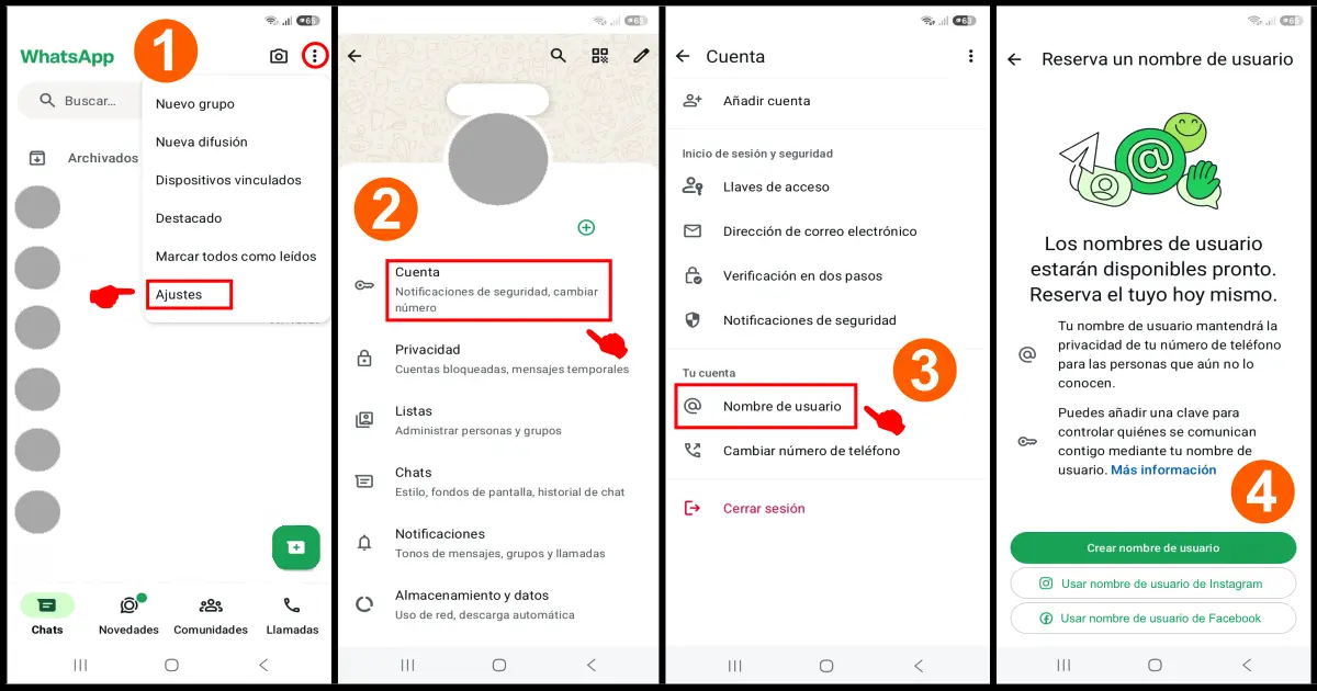 Guía rápida de activación del nombre de usuario en WhatsApp.